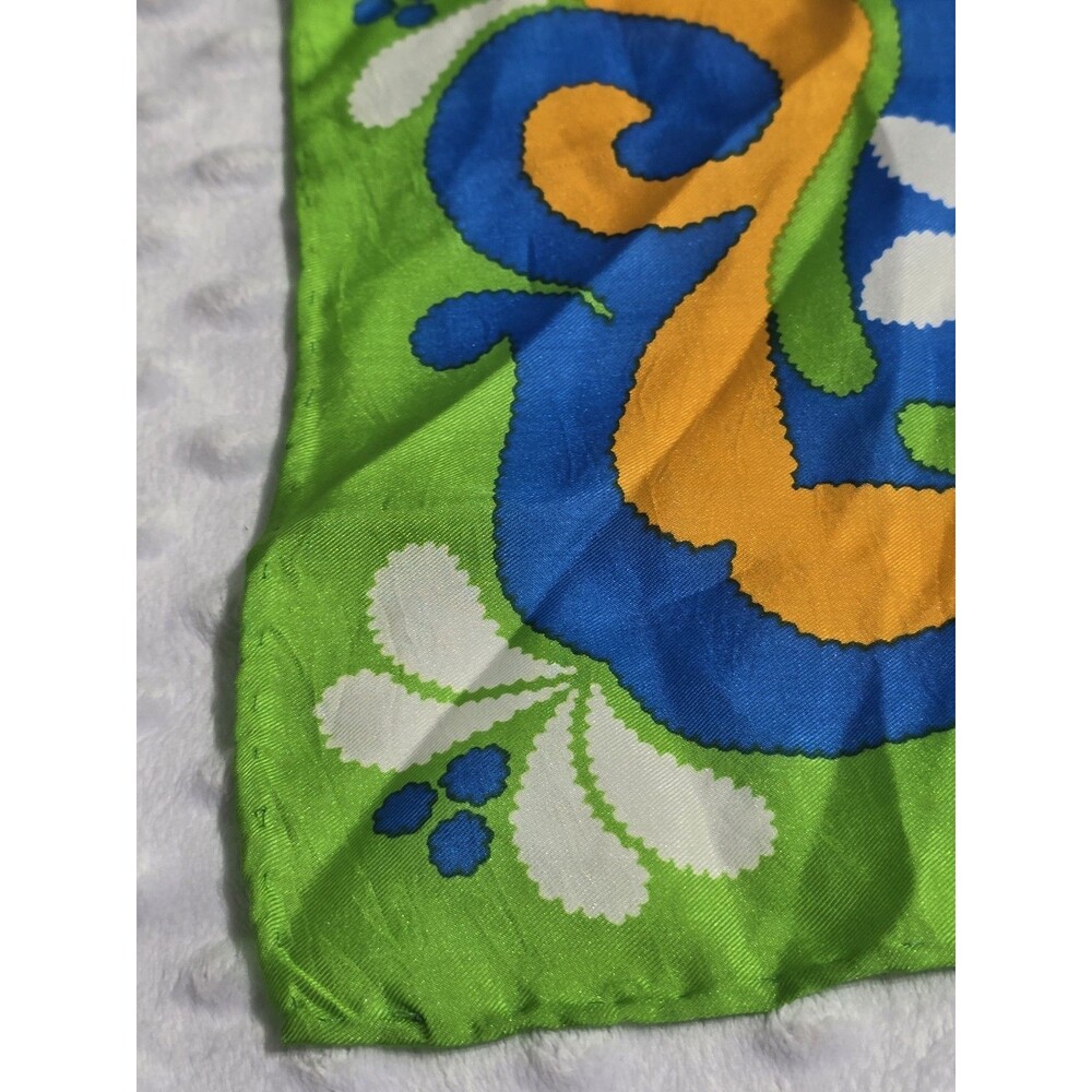 Vintage Ladies Chiffon Scarf Retro 60’s Multicolor Flower Power Boho Hippie 27” - Picture 7 of 10
